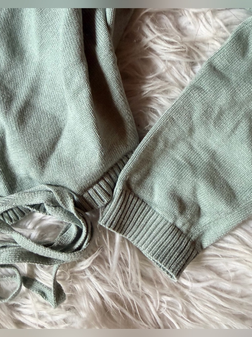 Astr the label knit wrap ballet sweater sage green S - Picture 3 of 5